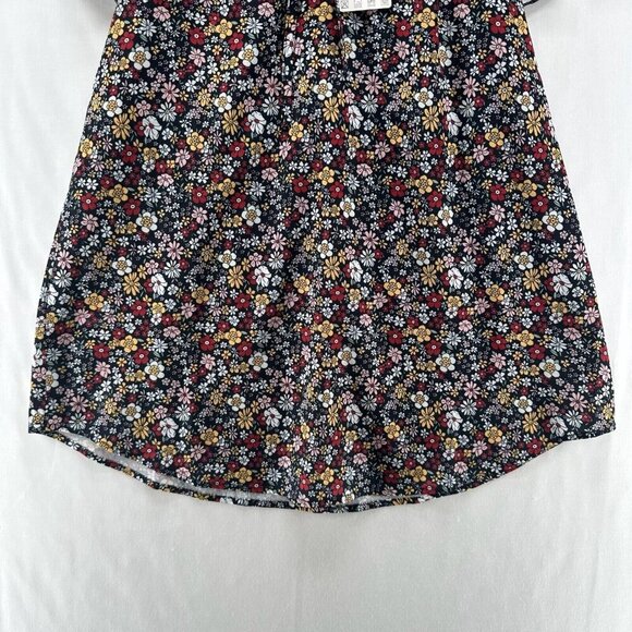 Simple Fun Tunic Size M Peasant Floral Blouse  Tie Neck Flare Sleeve Multicolor - Picture 4 of 11